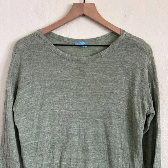 J. McLaughlin 100% Linen Alva Crew Neck Pullover Lightweight Sweater Small Green - Picture 3 of 7